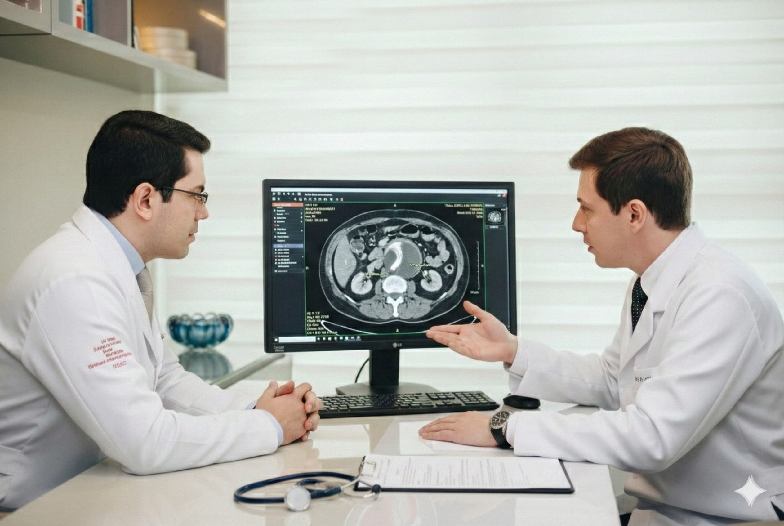 Cardiologista analisando exames