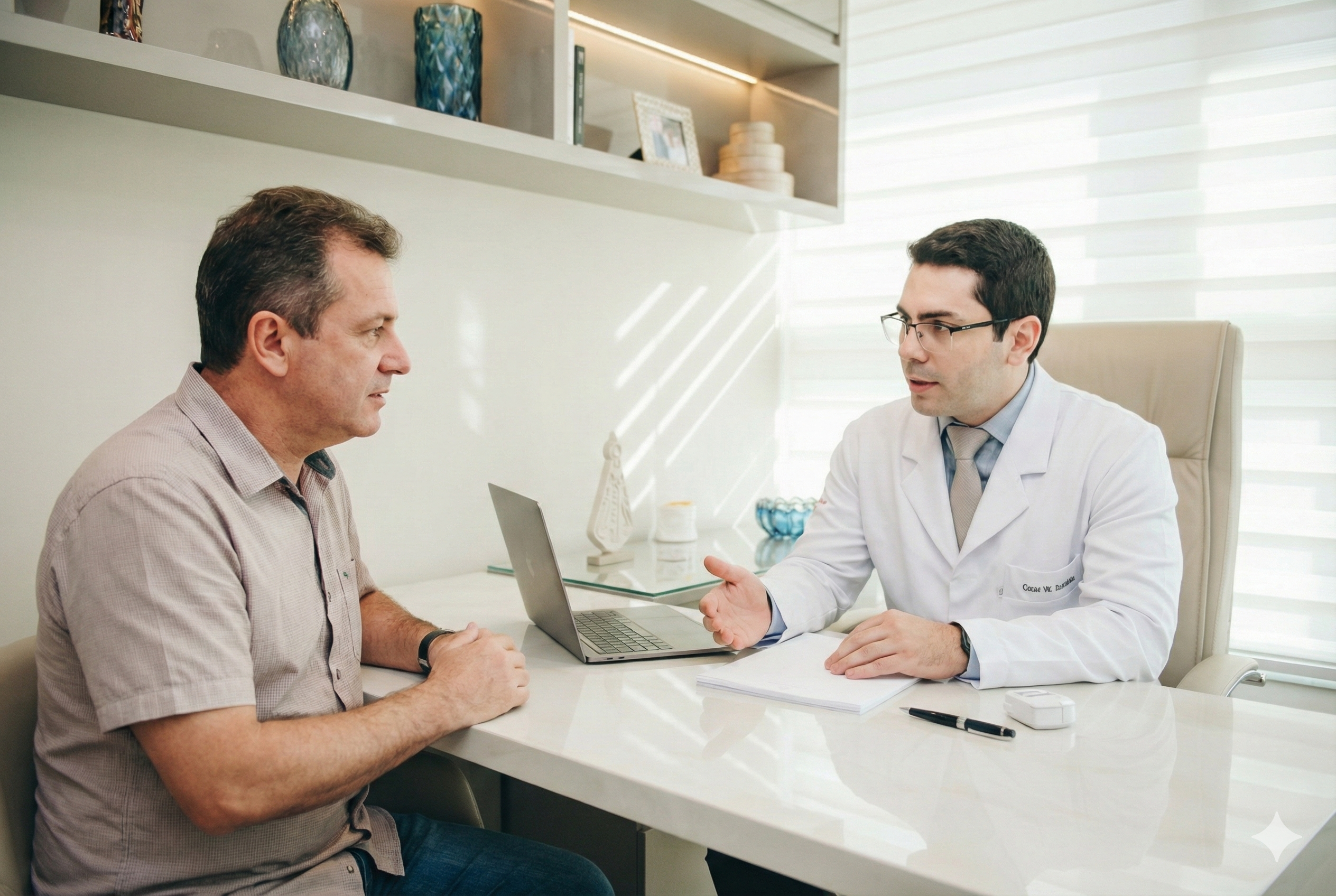 Médico conversando com paciente
